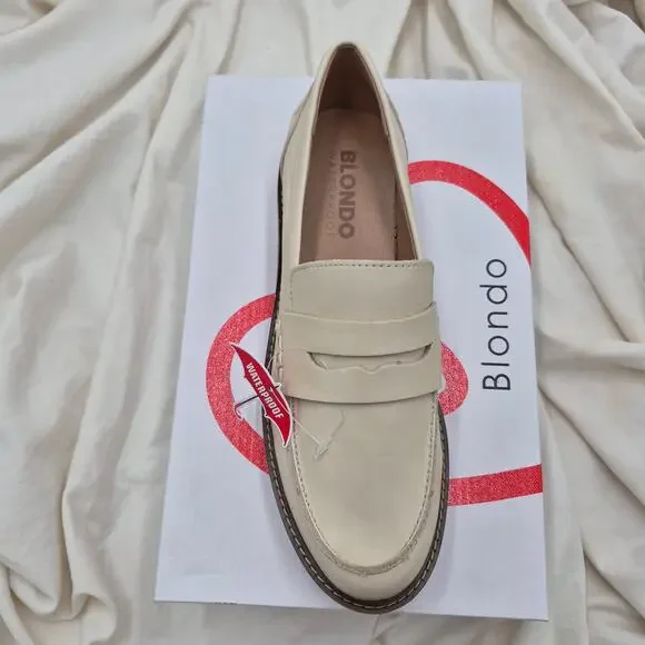 NEW Blondo Penny Waterproof Loafers slip on flat bone Leather women size 7 - Picture 5 of 8